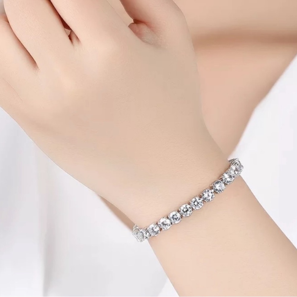 “5MM” NEW 925 STERLING SILVER DIAMOND BRACELET, NICE BRACELET, CUTE BRACELET - Picture 2 of 6